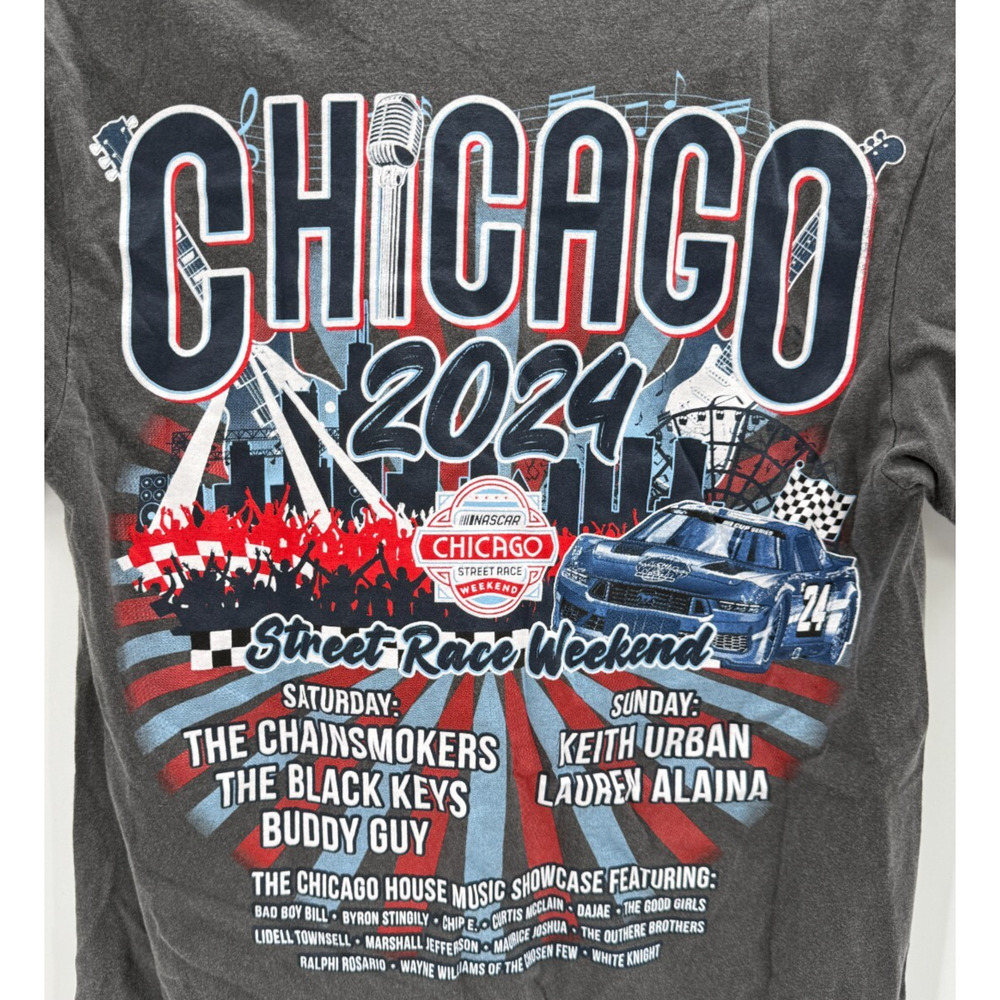 NASCAR Chicago Street Race Weekend Concert T Shirt Size Small 2024 Grey New - Picture 6 of 8
